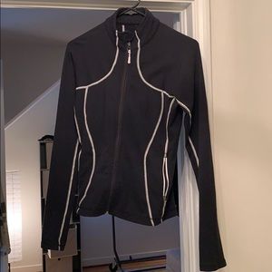 Lulu Black and White Stripe Zip Up